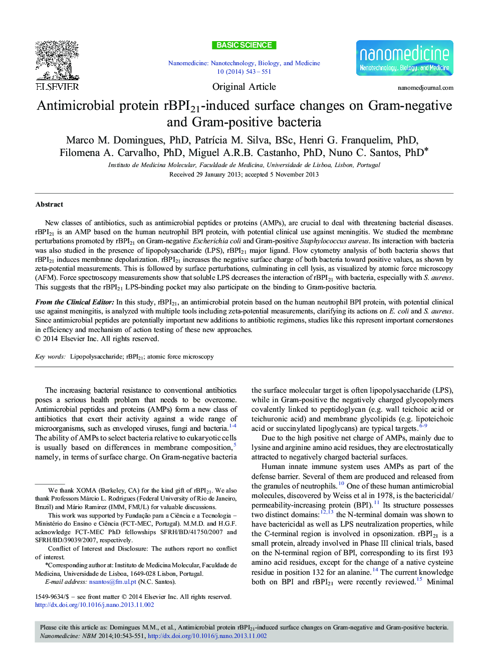 Antimicrobial protein rBPI21-induced surface changes on Gram-negative and Gram-positive bacteria 