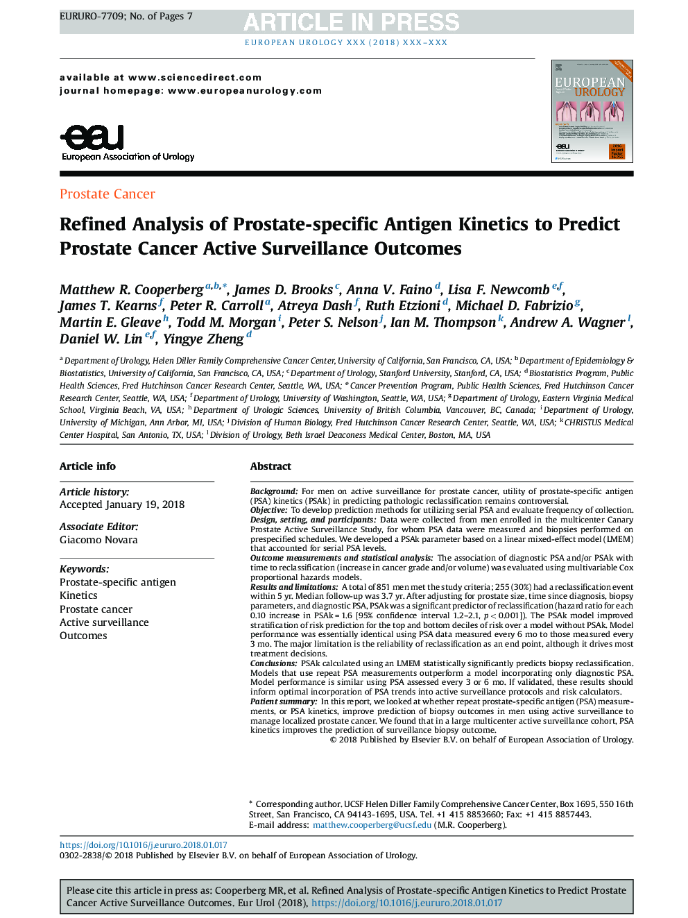 تجزیه و تحلیل دقیق از جنبش های آنتی ژن خاص پروستات برای پیش بینی نتایج سرطان پروستات فعال است 