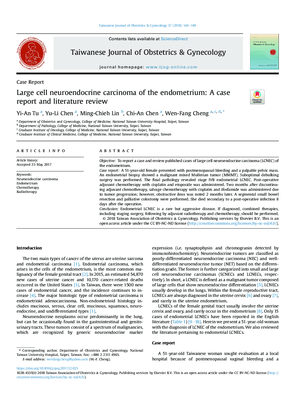 کارسینوم عصبی مرکزی آندومتر: گزارش مورد و بررسی ادبیات 