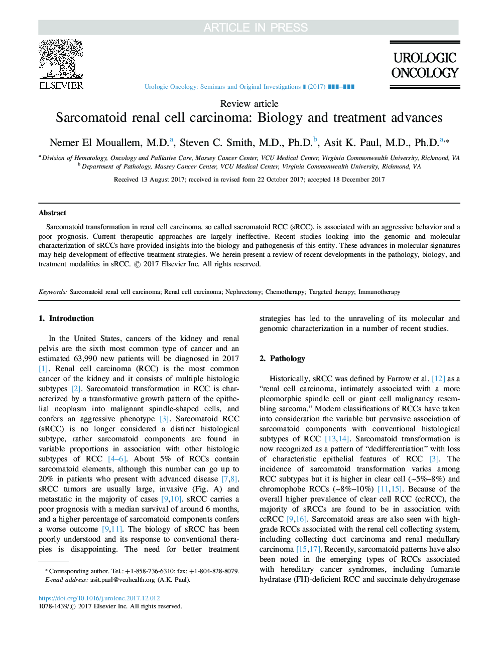 کارسینوم سلول های کلیه سلول های بنیادی: پیشرفت زیست شناسی و درمان 