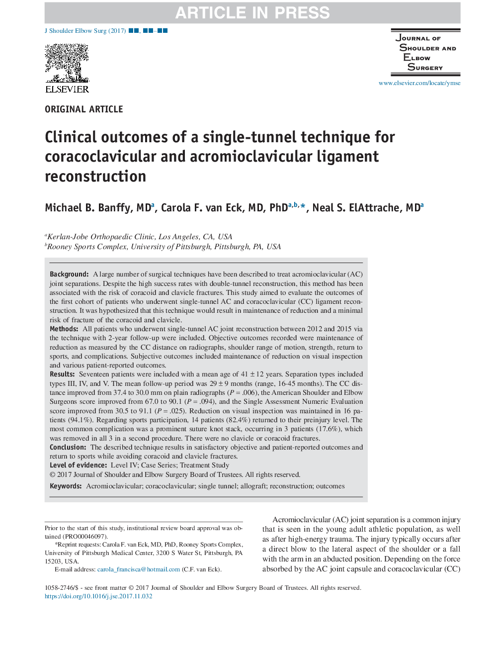 نتایج کلینیکی تکنیک تک تونل برای بازسازی لثه های کوراکوکلایکولار و آکرومیوکلوویکولر 