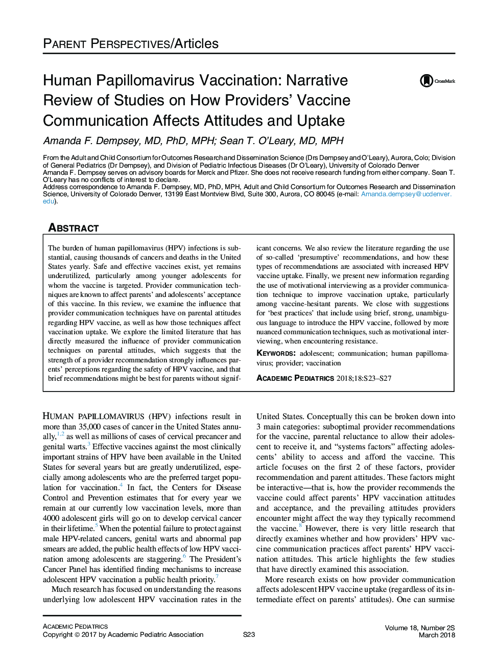 واکسیناسیون انسانی پاپیلومای انسانی: نقد روایتی از مطالعات درباره چگونگی ارتباط واکسن ارائه دهندگان بر نگرش و پذیرش 