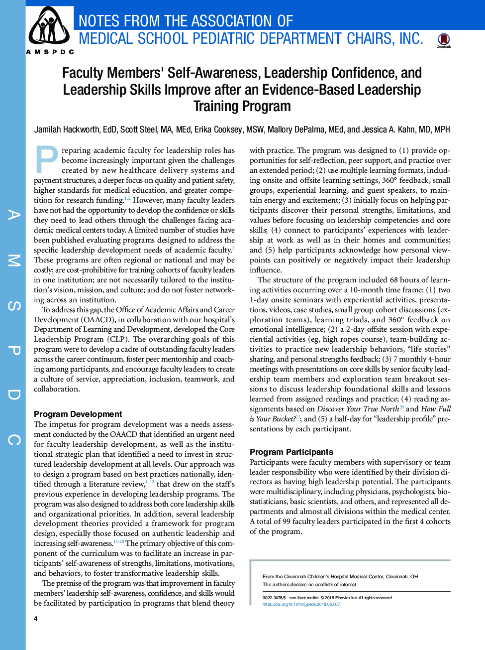 خودآگاهی اعضای هیات علمی، اعتماد رهبری و مهارتهای رهبری پس از برنامه آموزش رهبری مبتنی بر شواهد بهبود یافته است 