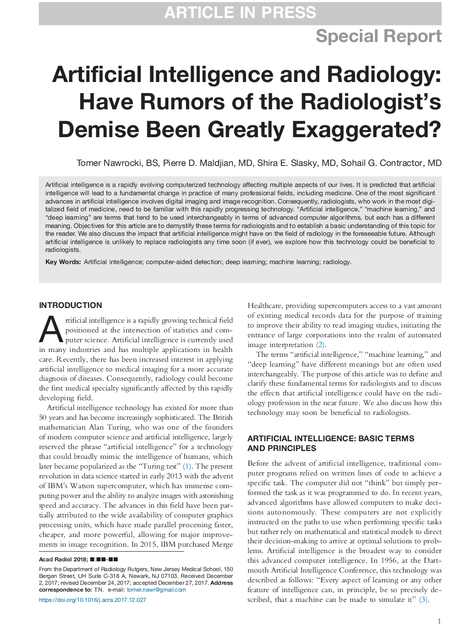 هوش مصنوعی و رادیولوژی: آیا شگفتی های مرگ متخصص رادیولوژیست به شدت اغراق آمیز بود؟ 