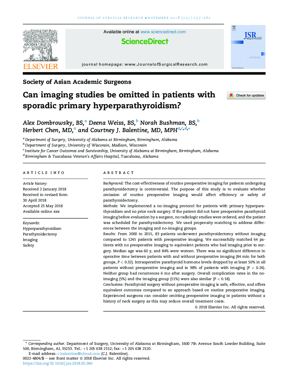 آیا می توان مطالعات تصویربرداری را در بیماران مبتلا به هیپرپاراتیروئیدیسم اولیه پریودیکال حذف کرد؟ 