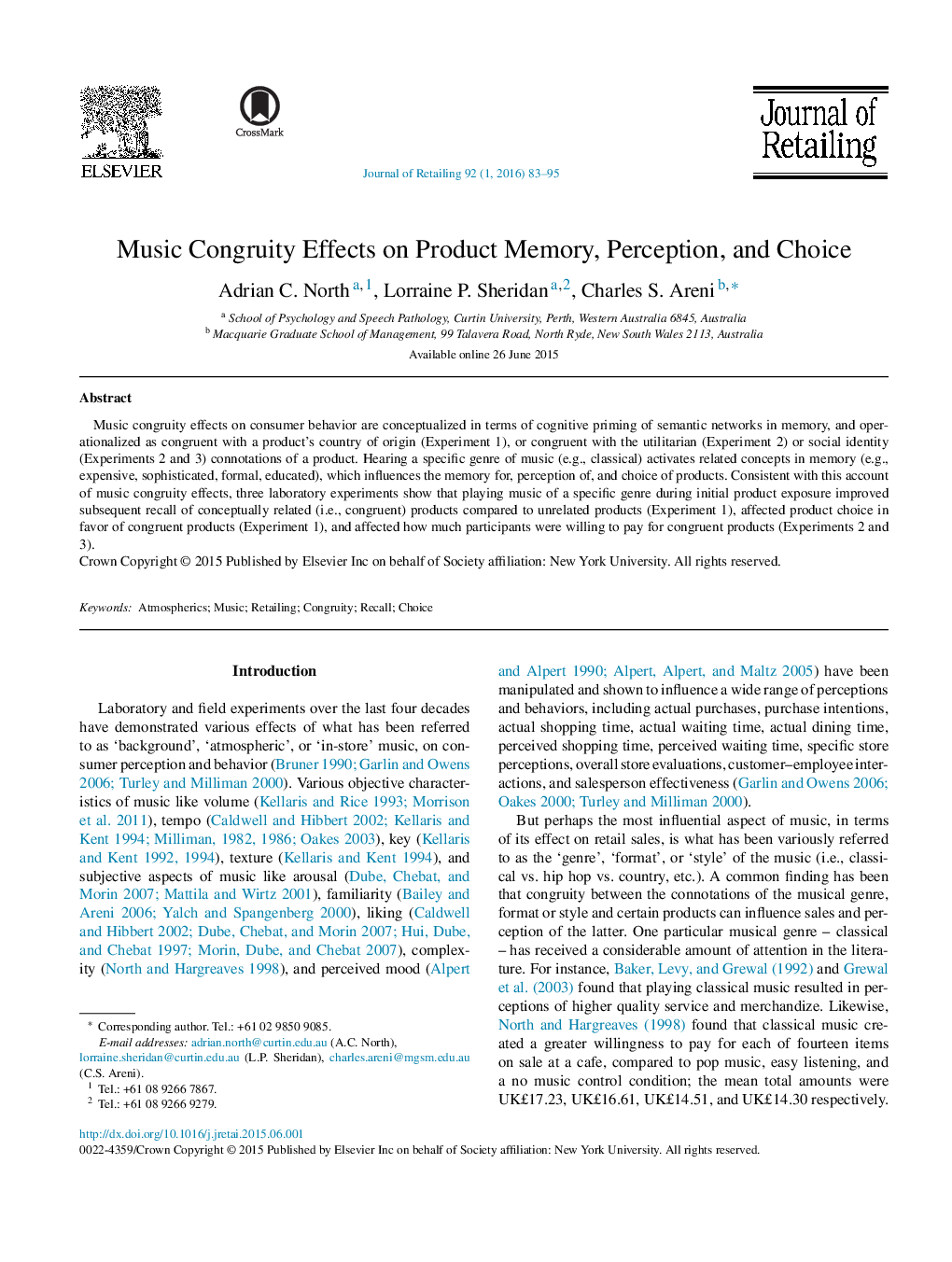 اثر سنخیت موسیقی بر روی حافظه، ادراک و انتخاب محصول