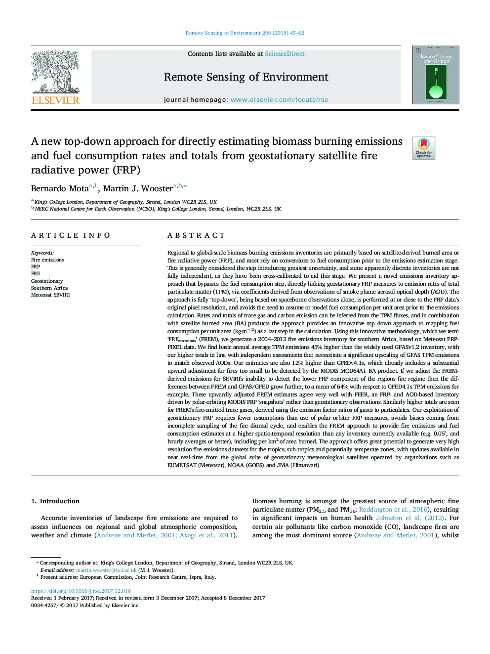 A new top-down approach for directly estimating biomass burning emissions and fuel consumption rates and totals from geostationary satellite fire radiative power (FRP)