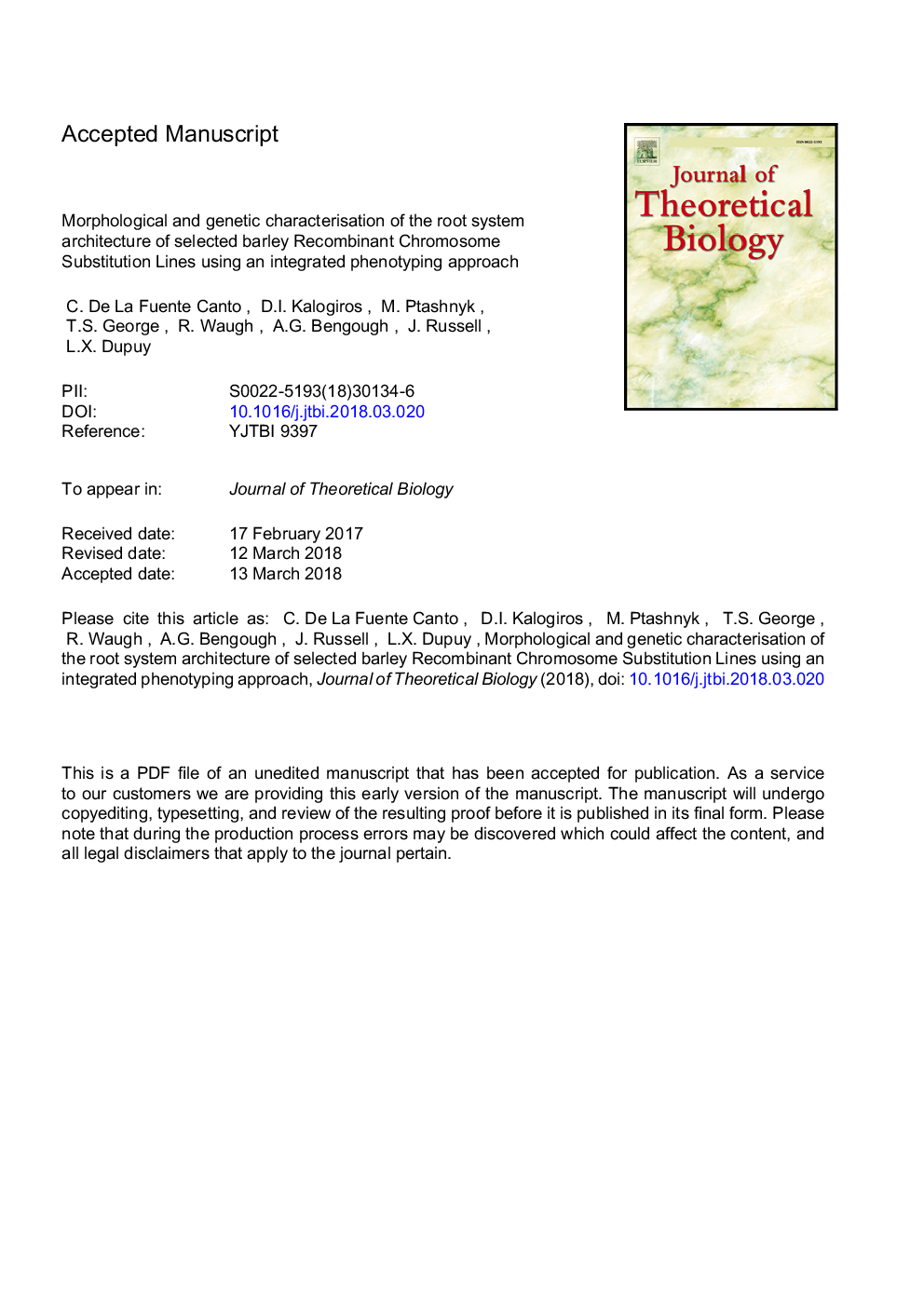 ویژگی های مورفولوژیک و ژنتیکی معماری ریشه سیستم خطوط جایگزینی کروموزوم نوترکیب جو غلیظ با استفاده از رویکرد فنوتیپی 