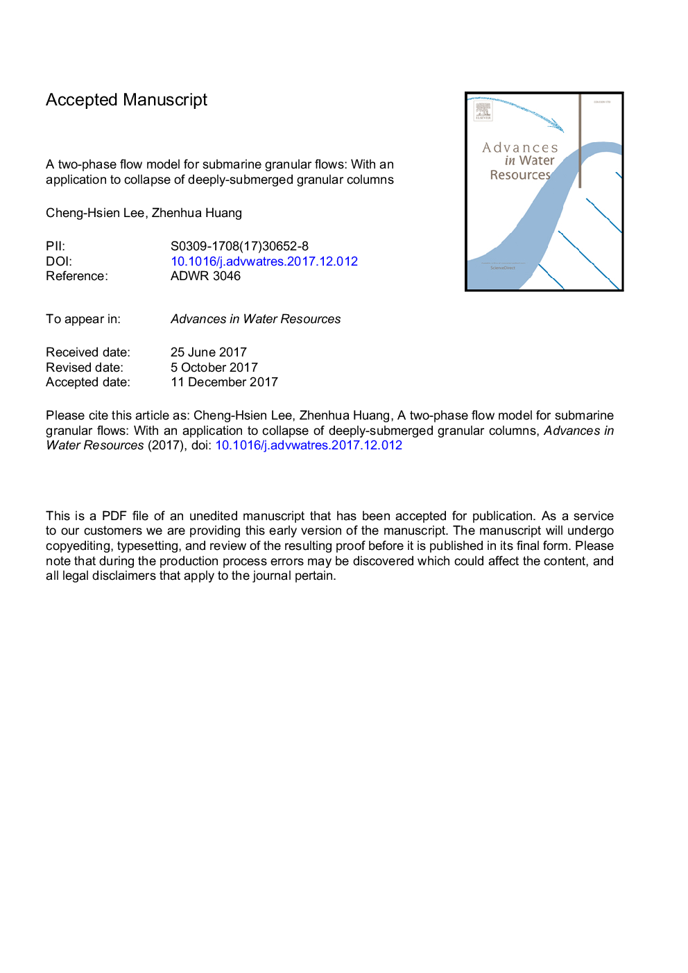 یک مدل جریان دو فازی برای جریان گرانول زیردریایی: با استفاده از نرم افزار برای فروپاشی ستون های گرانول عمیق غوطه 