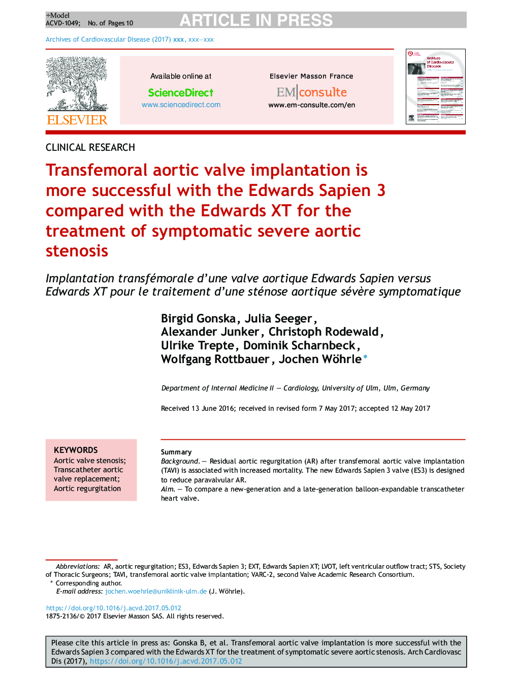 Transfemoral aortic valve implantation is more successful with the Edwards Sapien 3 compared with the Edwards XT for the treatment of symptomatic severe aortic stenosis