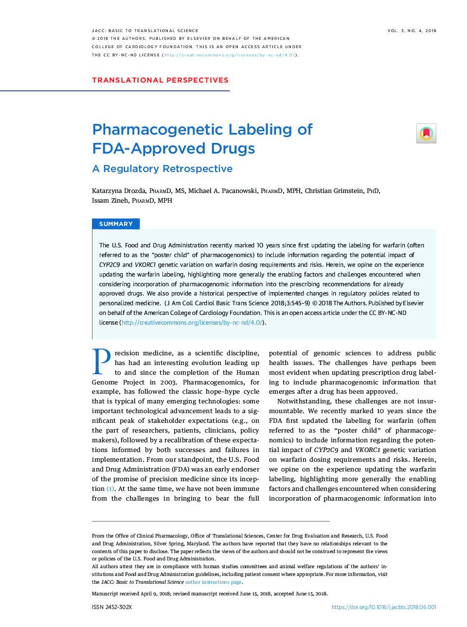 Pharmacogenetic Labeling of FDA-Approved Drugs