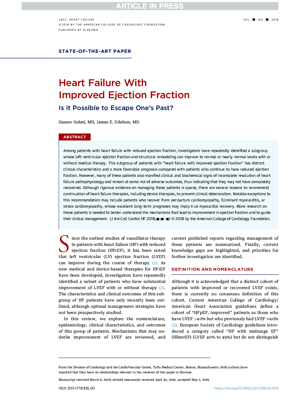 Heart Failure With ImprovedÂ EjectionÂ Fraction