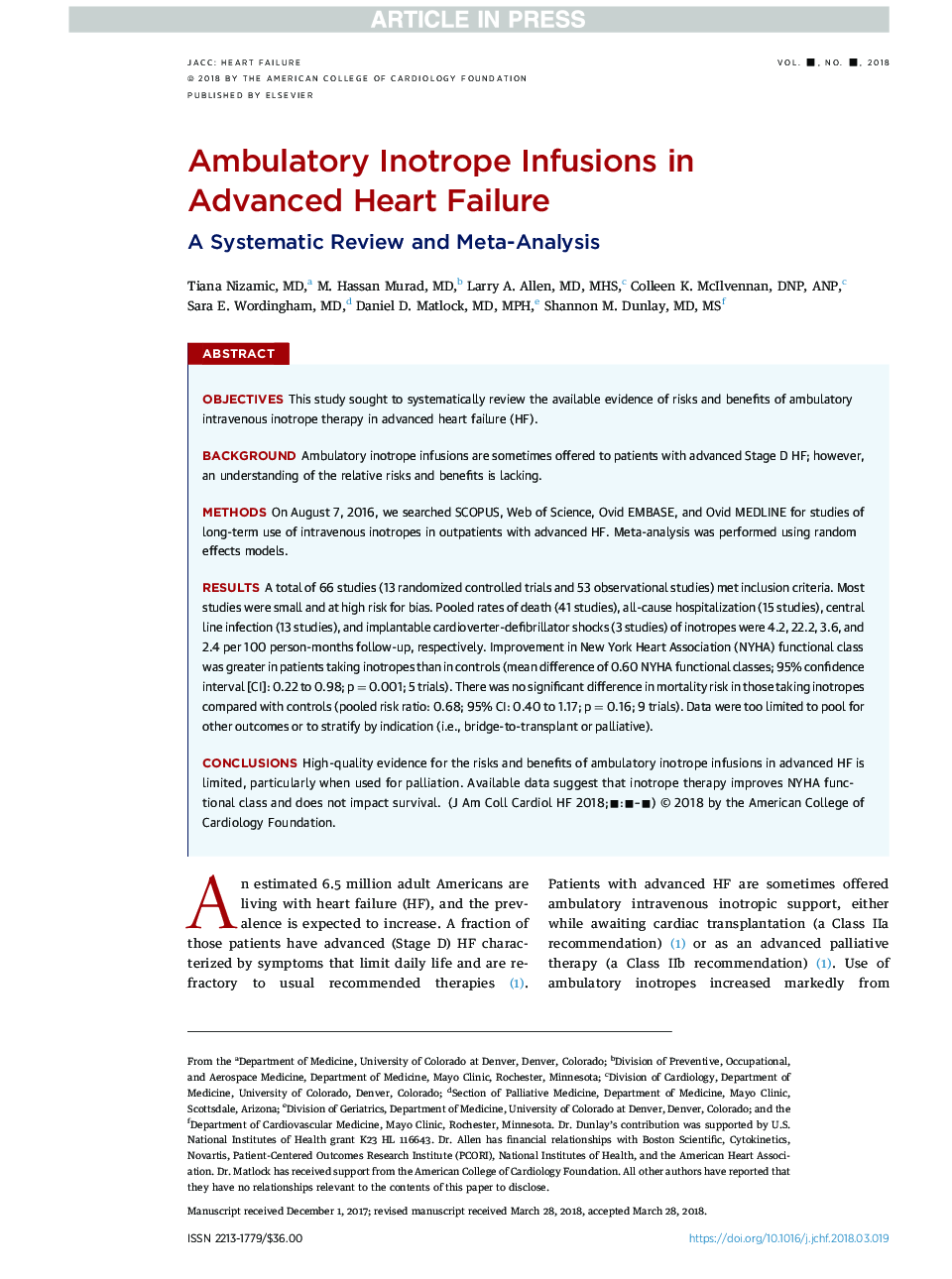 Ambulatory Inotrope Infusions in Advanced Heart Failure