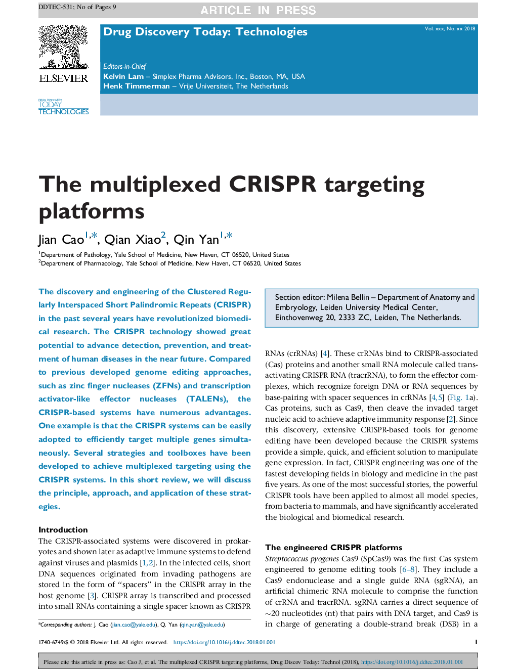 The multiplexed CRISPR targeting platforms