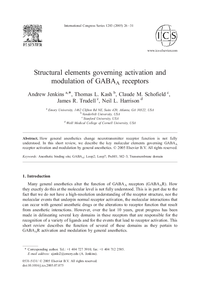Structural elements governing activation and modulation of GABAA receptors