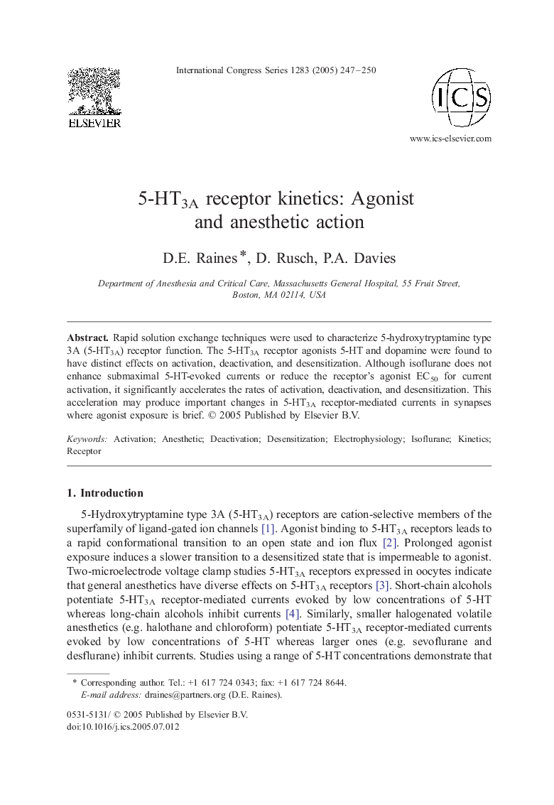 5-HT3A receptor kinetics: Agonist and anesthetic action