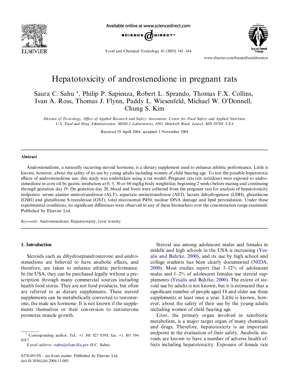 Hepatotoxicity of androstenedione in pregnant rats