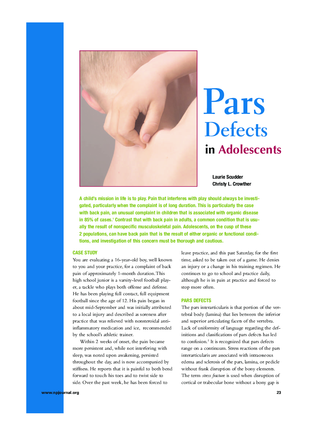 Pars Defects in Adolescents
