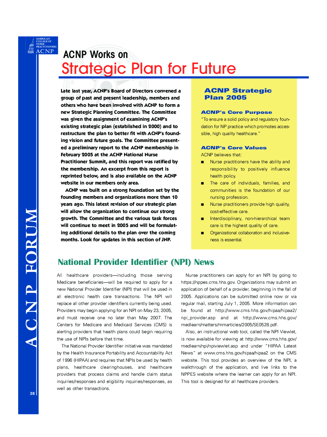 ACNP Works on Strategic Plan for Future