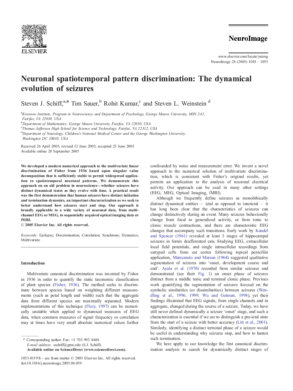 Neuronal spatiotemporal pattern discrimination: The dynamical evolution of seizures
