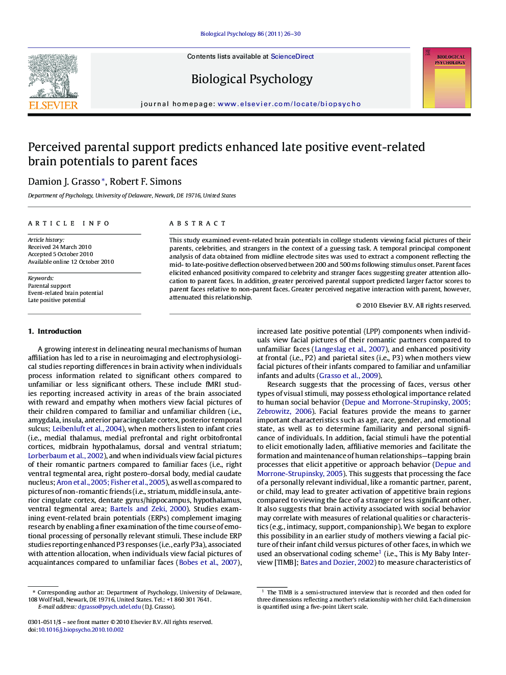 Perceived parental support predicts enhanced late positive event-related brain potentials to parent faces