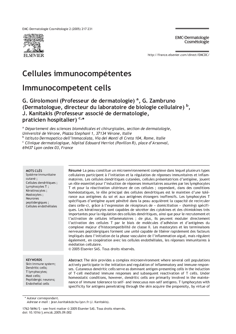 Cellules immunocompétentes
