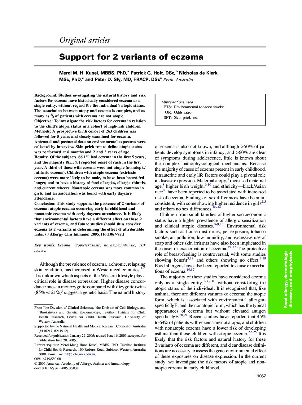 Support for 2 variants of eczema