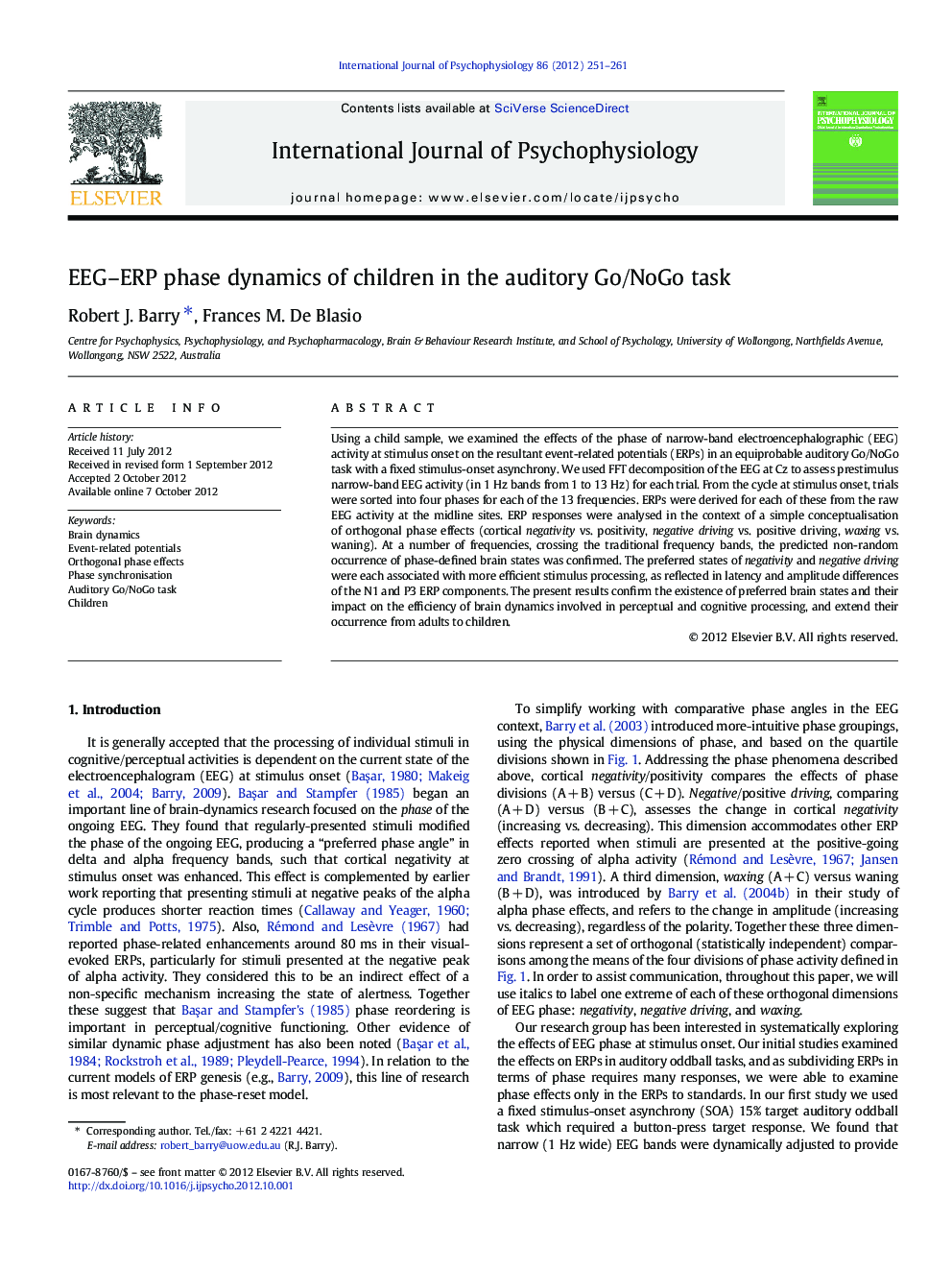 EEG–ERP phase dynamics of children in the auditory Go/NoGo task