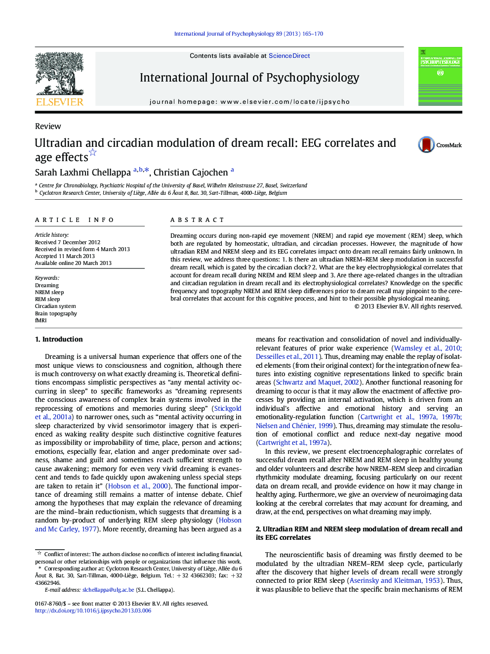 Ultradian and circadian modulation of dream recall: EEG correlates and age effects 