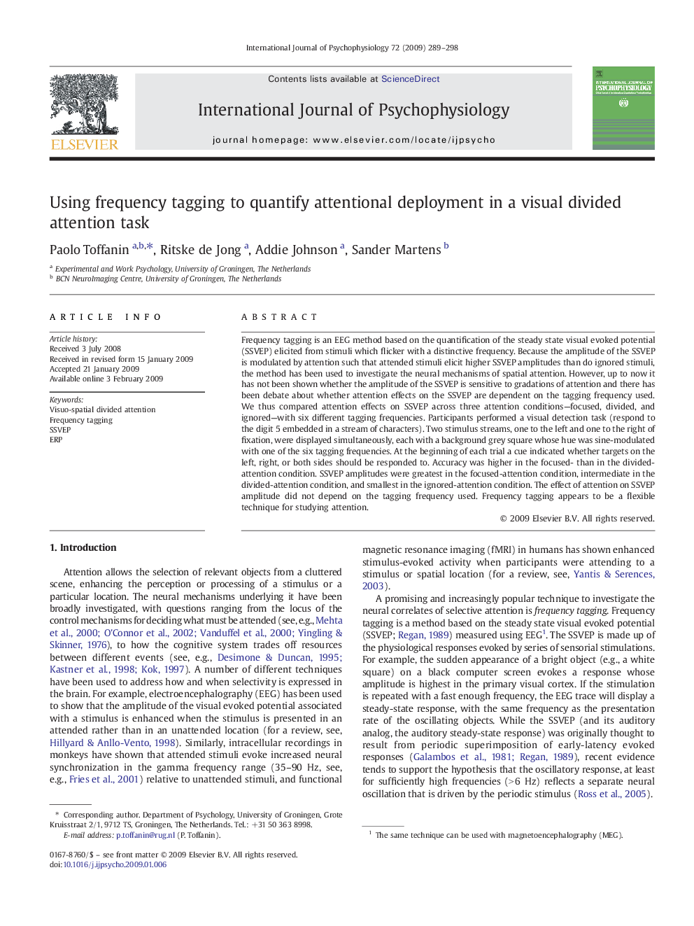 Using frequency tagging to quantify attentional deployment in a visual divided attention task