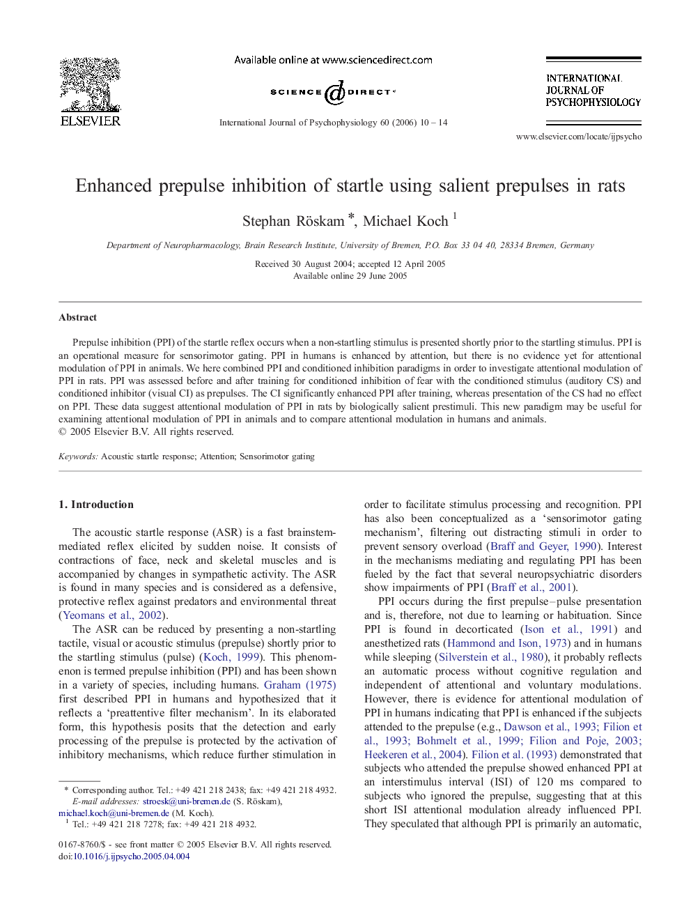 Enhanced prepulse inhibition of startle using salient prepulses in rats