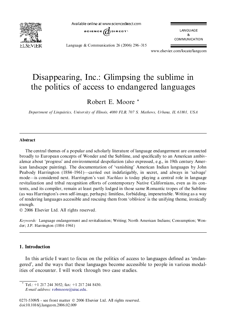 Disappearing, Inc.: Glimpsing the sublime in the politics of access to endangered languages