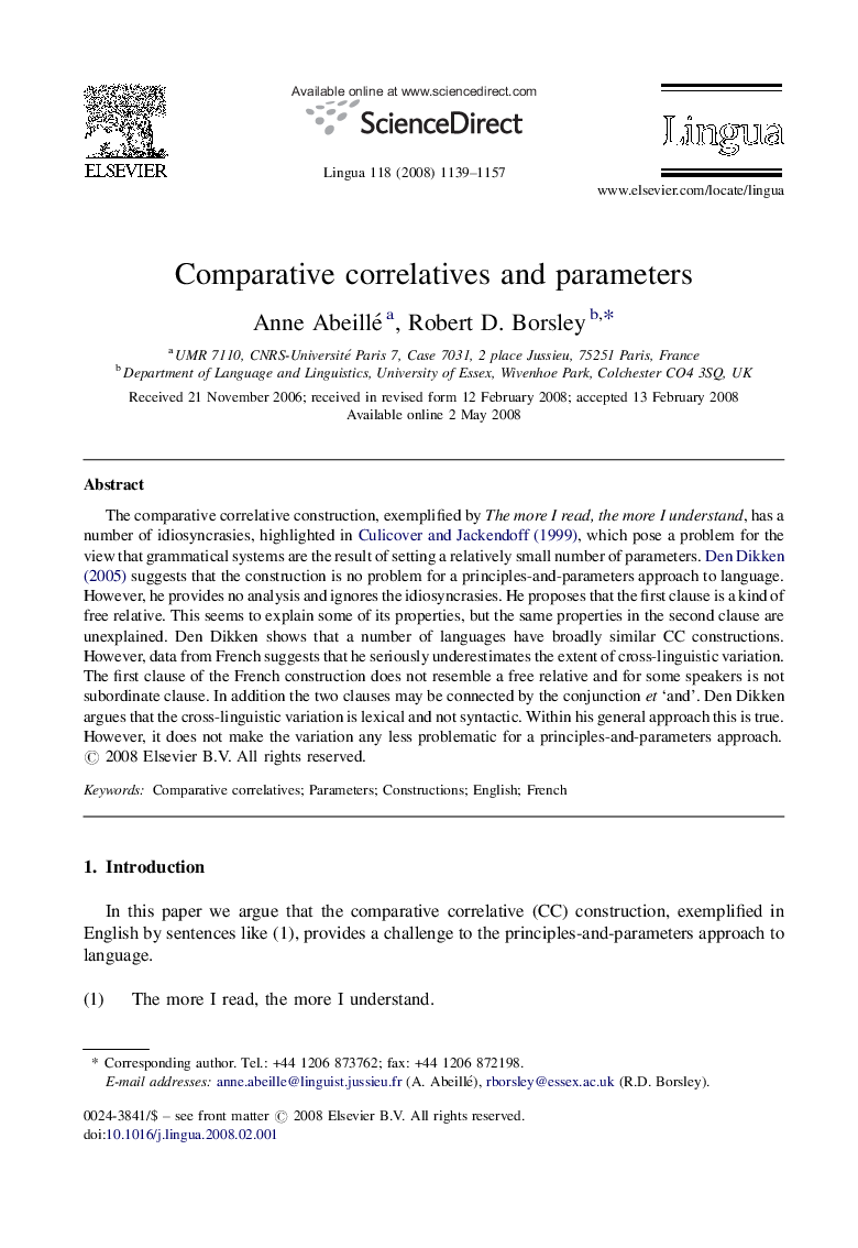 Comparative correlatives and parameters