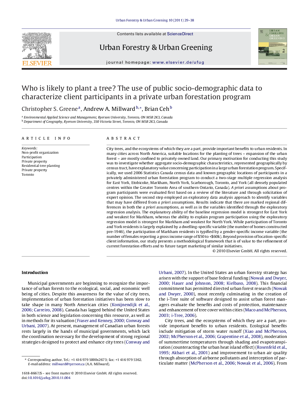 Who is likely to plant a tree? The use of public socio-demographic data to characterize client participants in a private urban forestation program