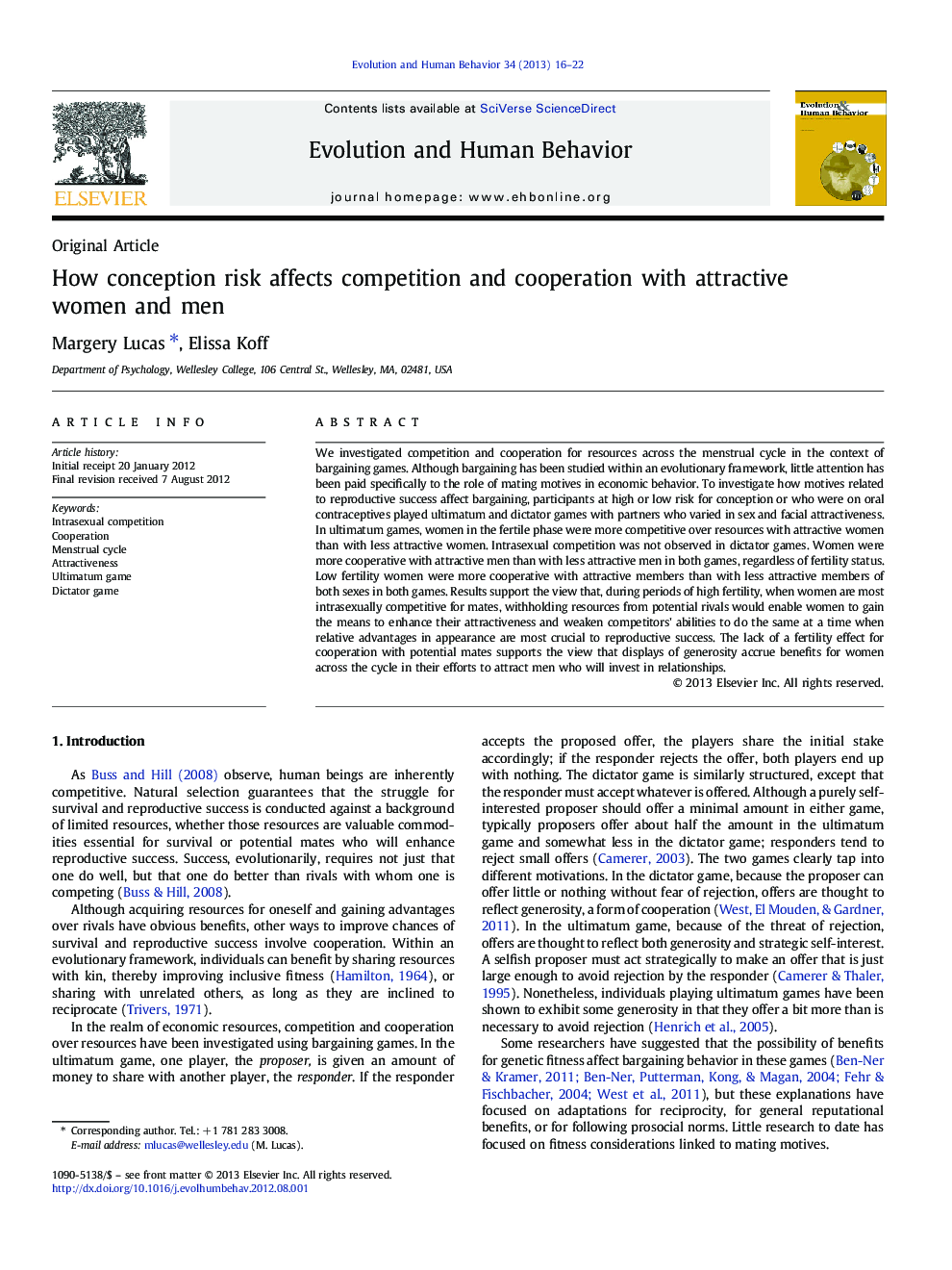 How conception risk affects competition and cooperation with attractive women and men