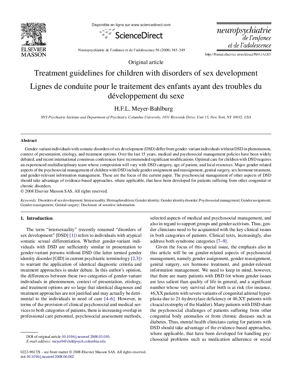 Treatment guidelines for children with disorders of sex development