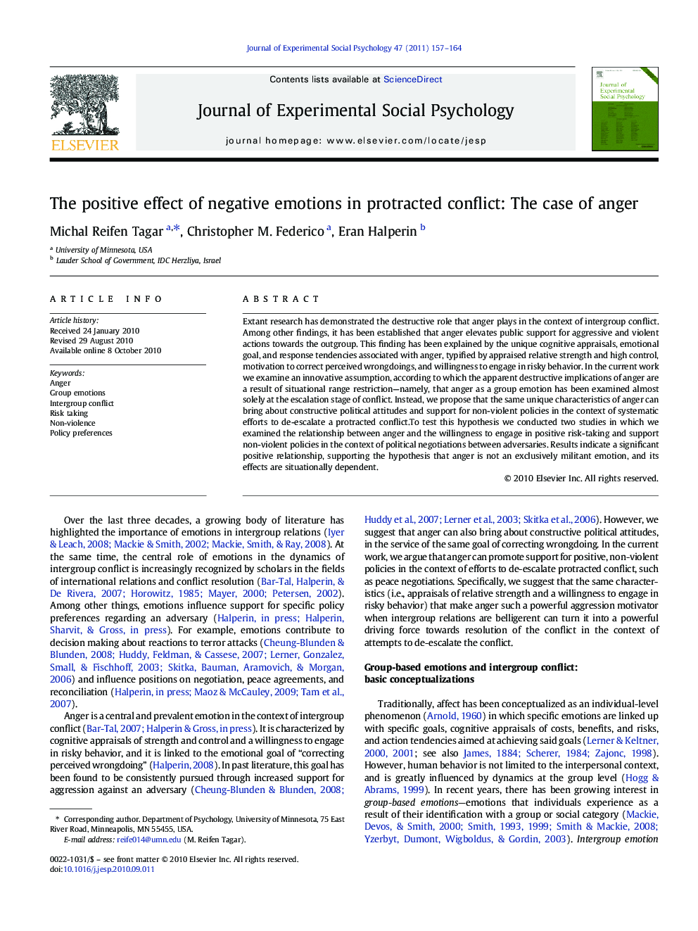 The positive effect of negative emotions in protracted conflict: The case of anger