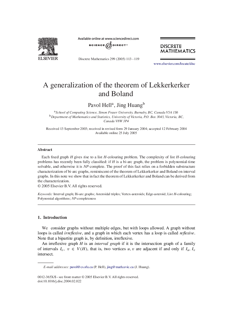 A generalization of the theorem of Lekkerkerker and Boland