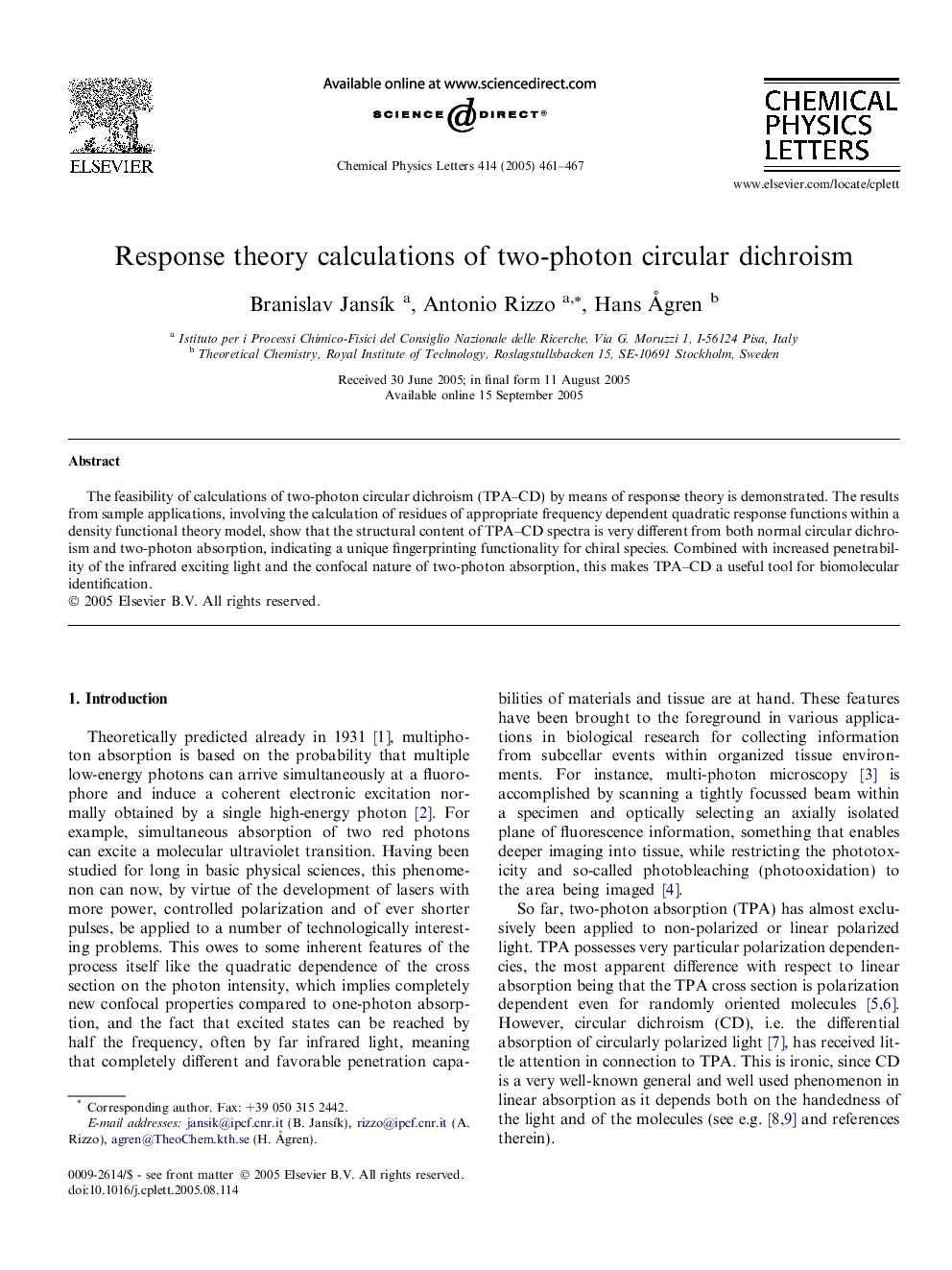 Response theory calculations of two-photon circular dichroism