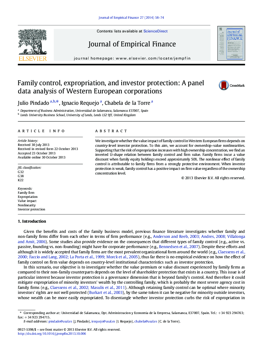 کنترل خانواده، سوءاستفاده و حفاظت از سرمایه گذاران: تجزیه و تحلیل داده های گروهی شرکت های اروپای غربی 