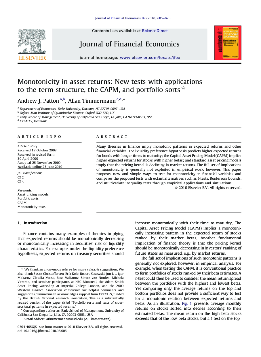 Monotonicity in asset returns: New tests with applications to the term structure, the CAPM, and portfolio sorts 