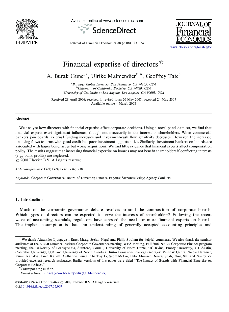 Financial expertise of directors 