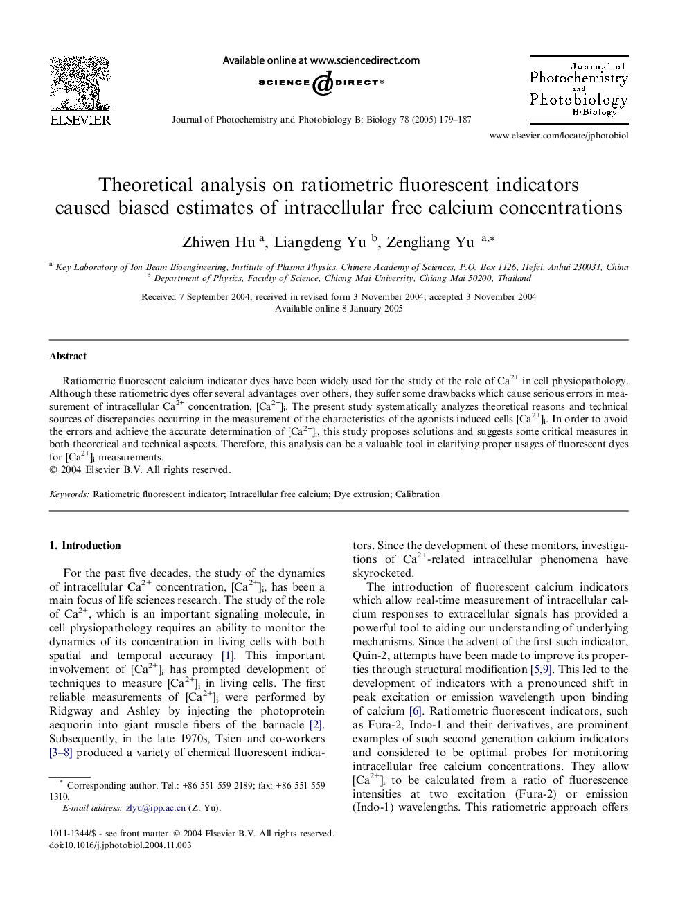 Theoretical analysis on ratiometric fluorescent indicators caused biased estimates of intracellular free calcium concentrations