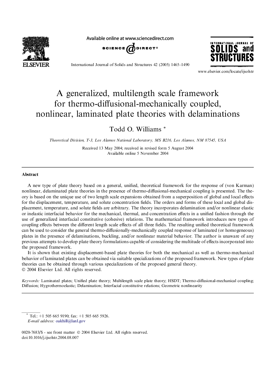 A generalized, multilength scale framework for thermo-diffusional-mechanically coupled, nonlinear, laminated plate theories with delaminations