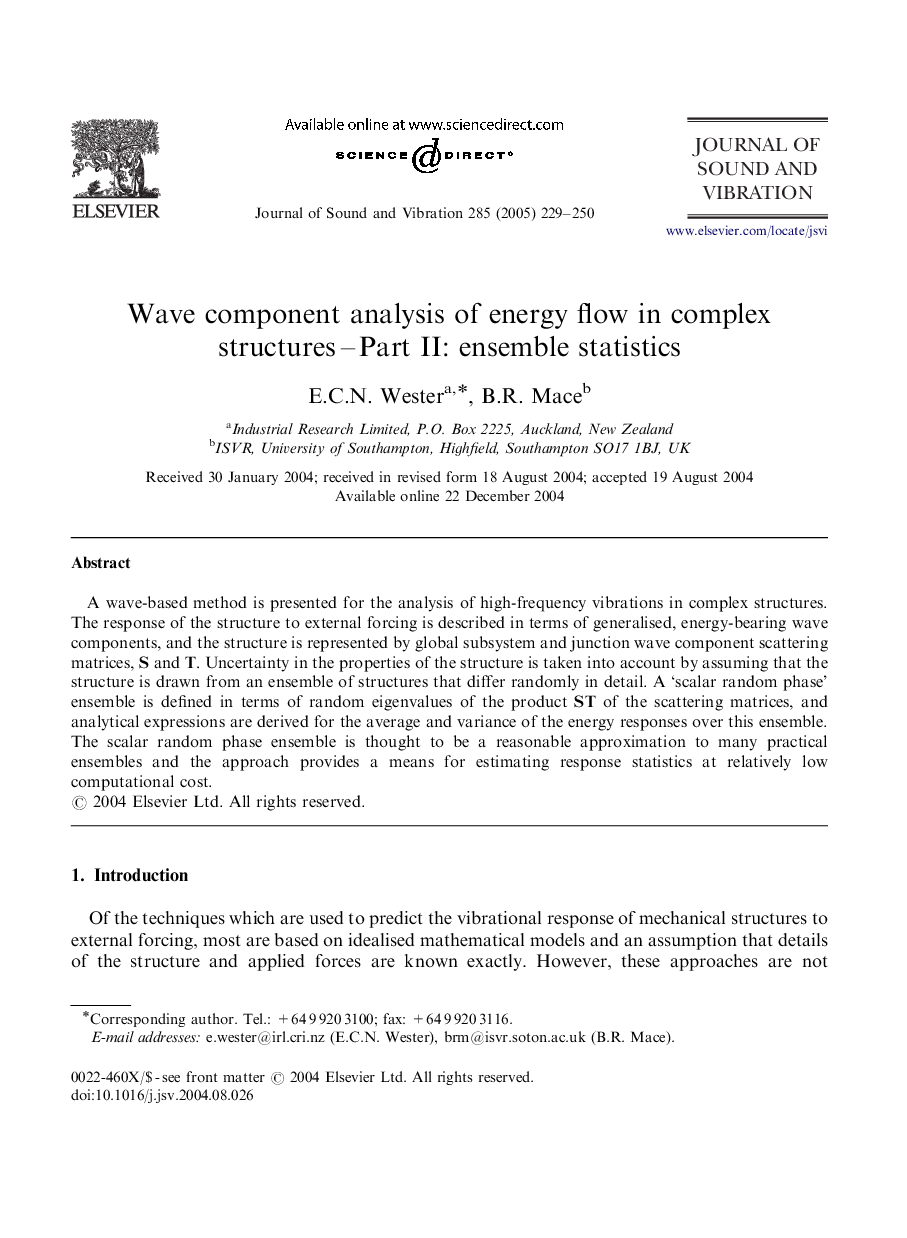 Wave component analysis of energy flow in complex structuresÂ -Â Part II: ensemble statistics