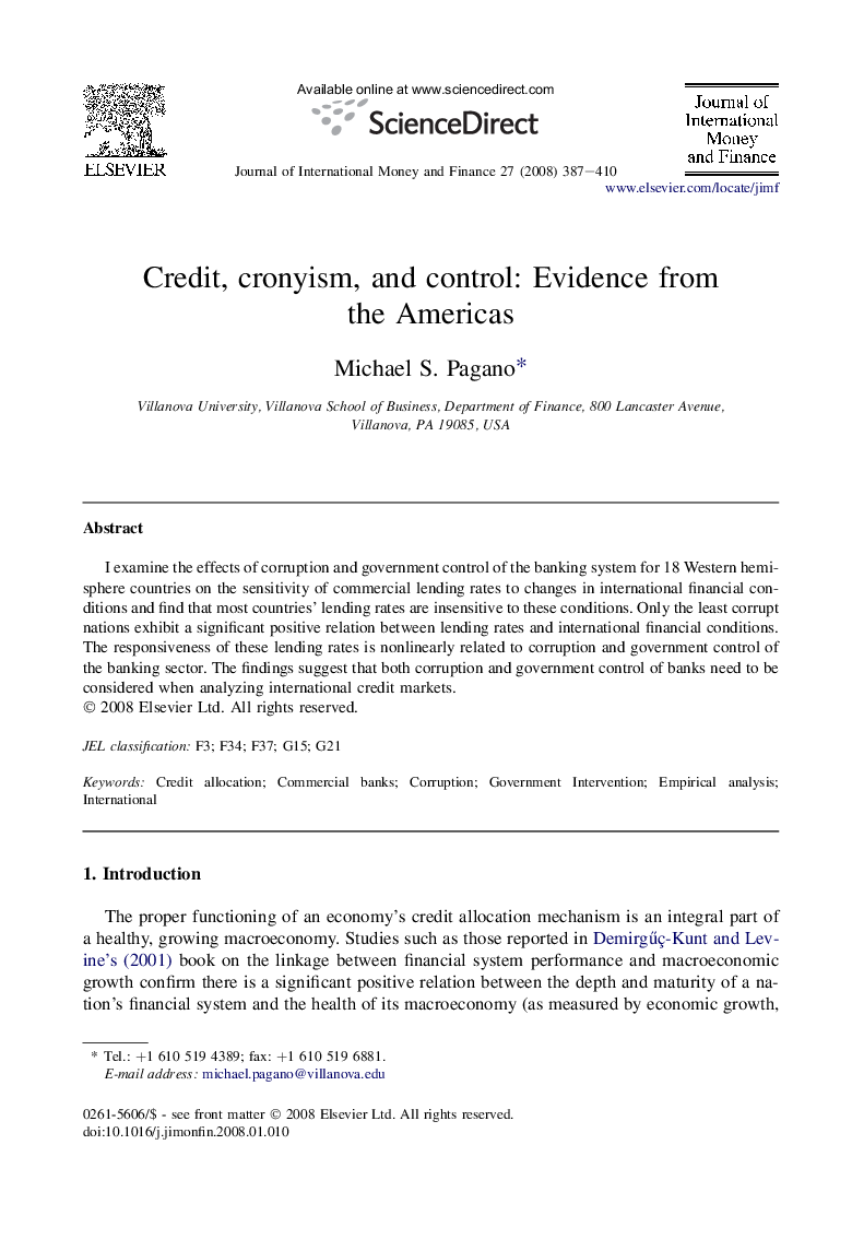 Credit, cronyism, and control: Evidence from the Americas