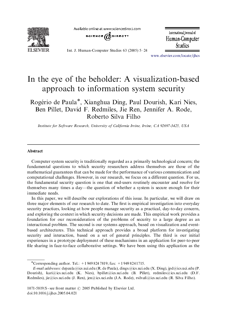 In the eye of the beholder: A visualization-based approach to information system security