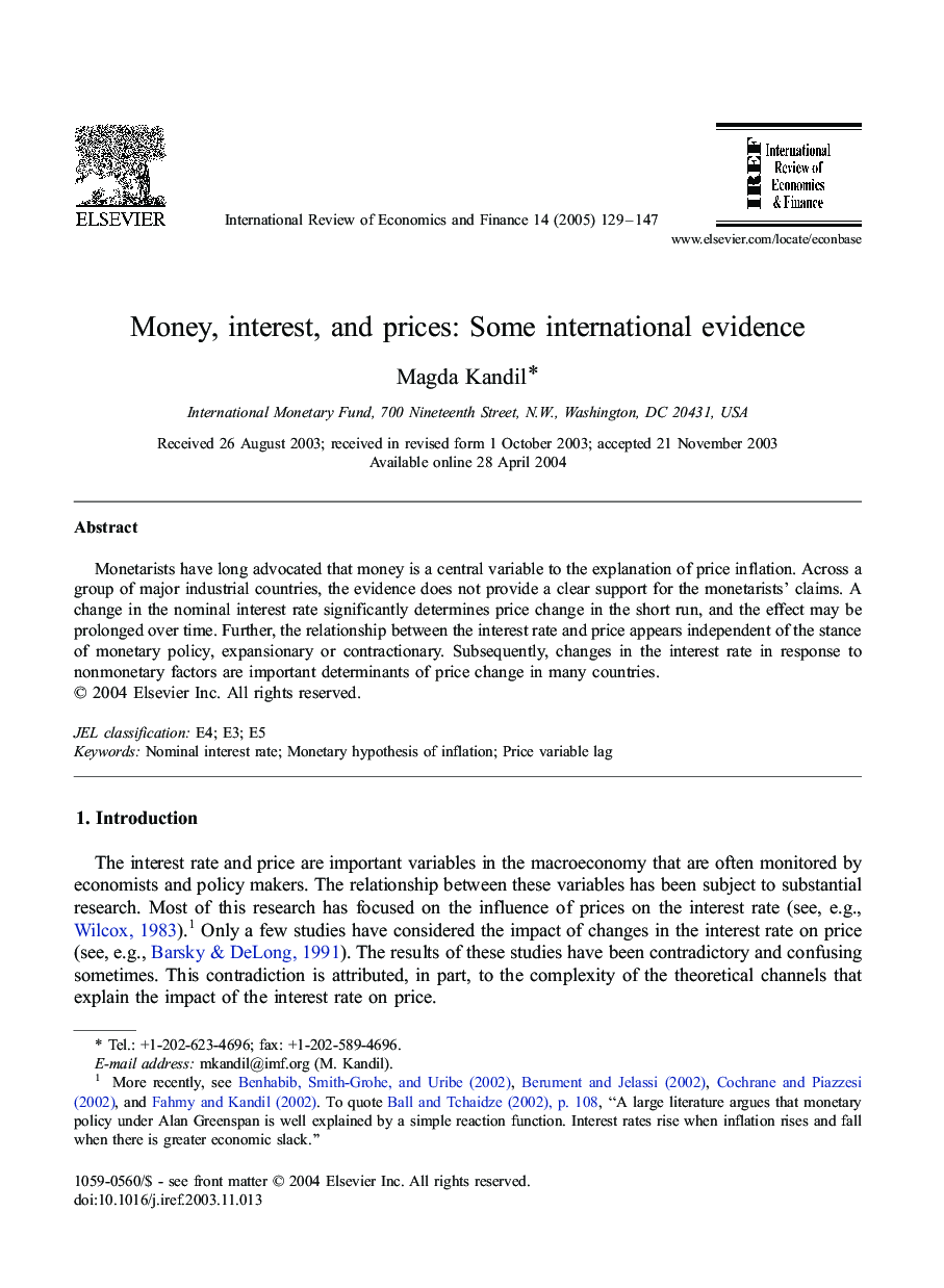 Money, interest, and prices: Some international evidence