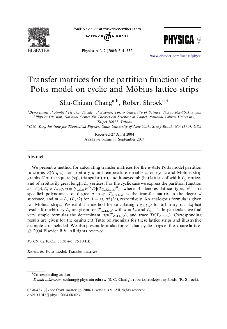 Transfer matrices for the partition function of the Potts model on cyclic and Möbius lattice strips