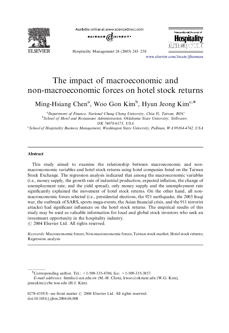 The impact of macroeconomic and non-macroeconomic forces on hotel stock returns